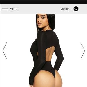 Naked wardrobe back it up butter bodysuit with cutout back.
